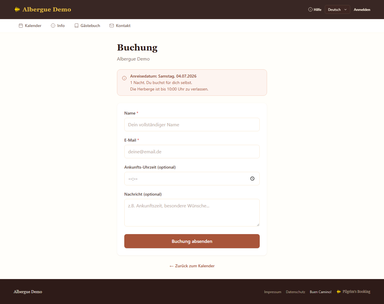 Abb. 4.4: Buchungsformular
